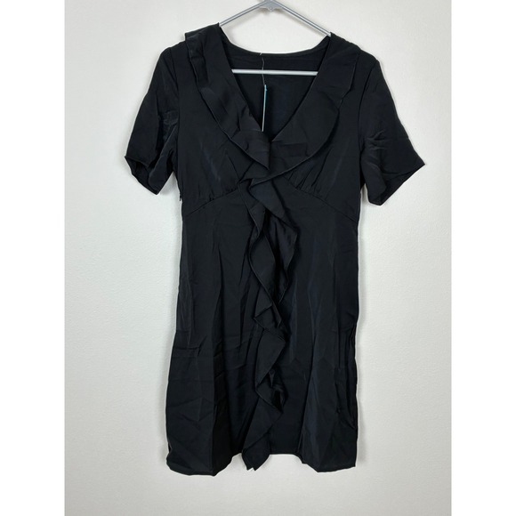 Cupshe Dresses & Skirts - Cupshe Black Ruffle Front V-Neck Mini Dress Short SleeveSize S NEW (A9)